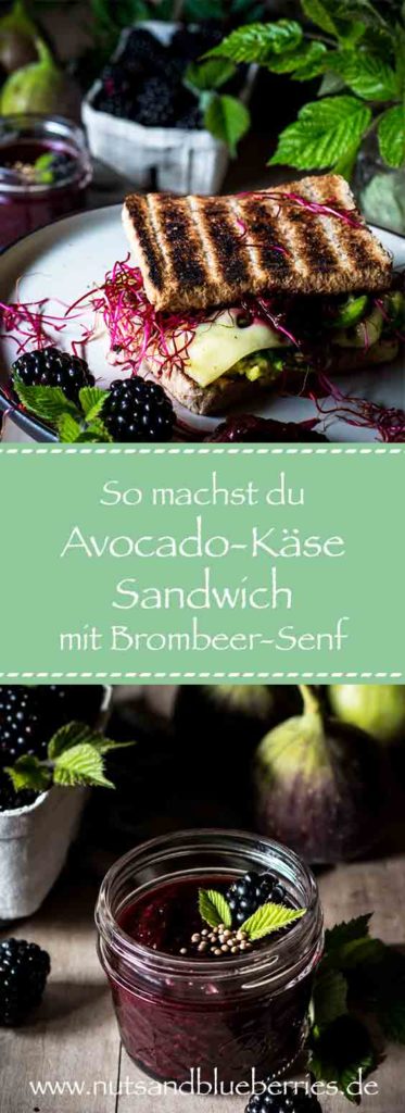 Avocado-Käse-Sandwich mit Brombeeren-Feigen-Senf