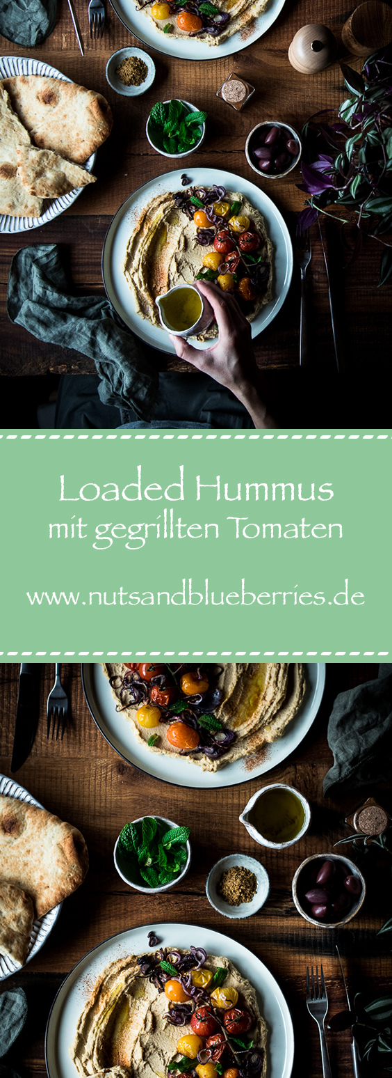 Loaded Hummus mit Tomaten Food Fotografie